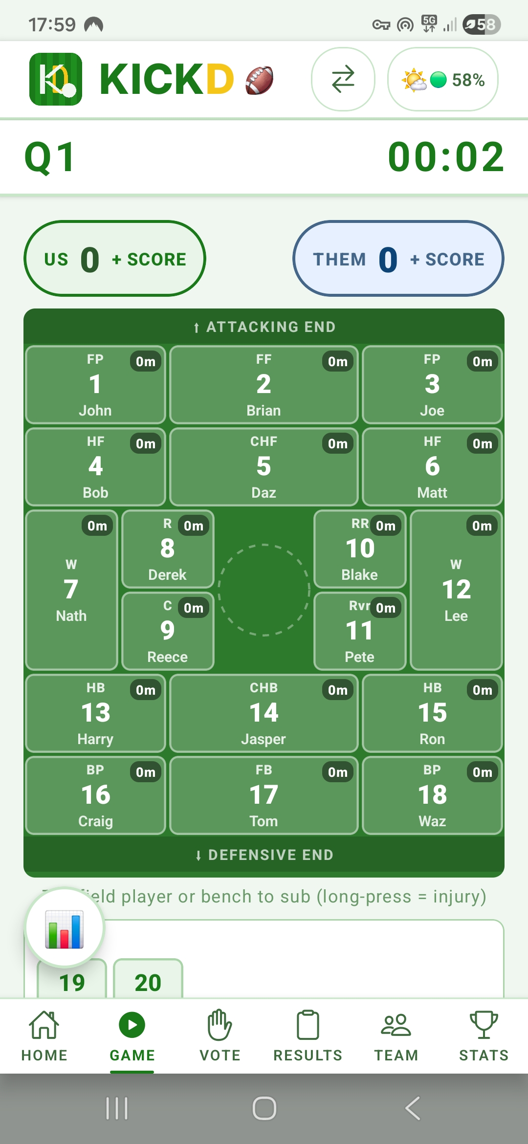 Kickd AFL live field view