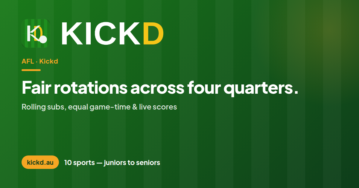 AFL Team App — Rolling Rotations & Fair Game Time | Kickd