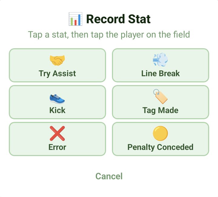 The stats button: pick a stat, then the player